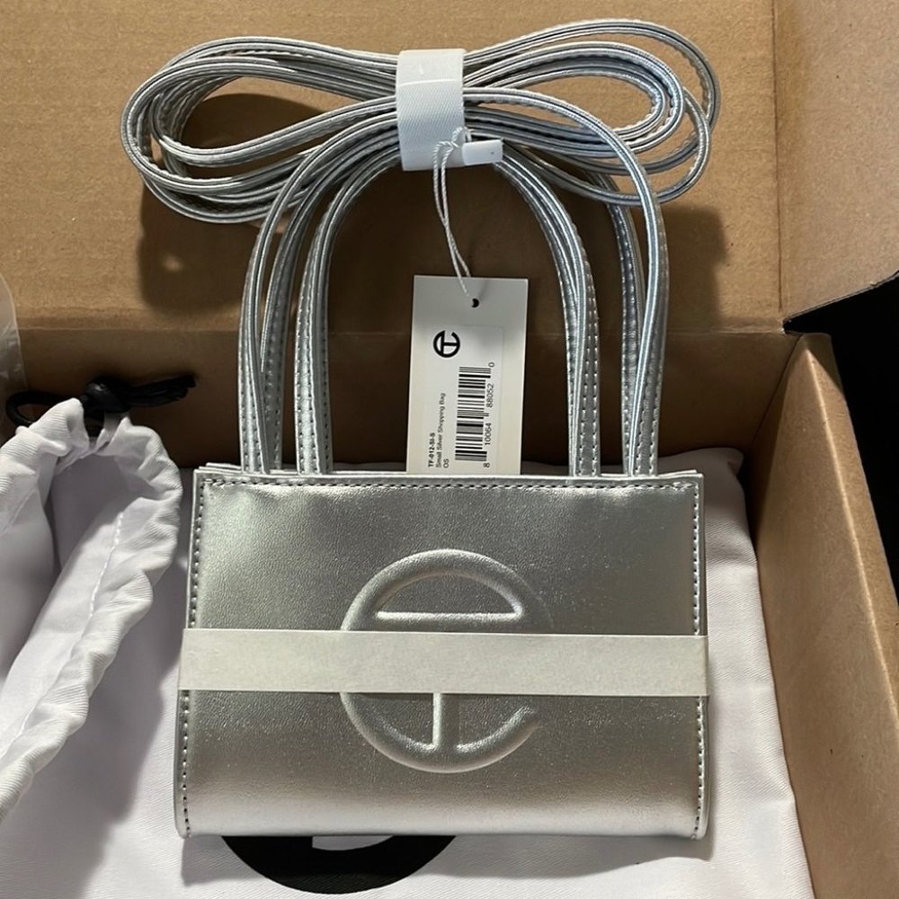 100% Authentic Telfar Small Silver Shopping Bag-3